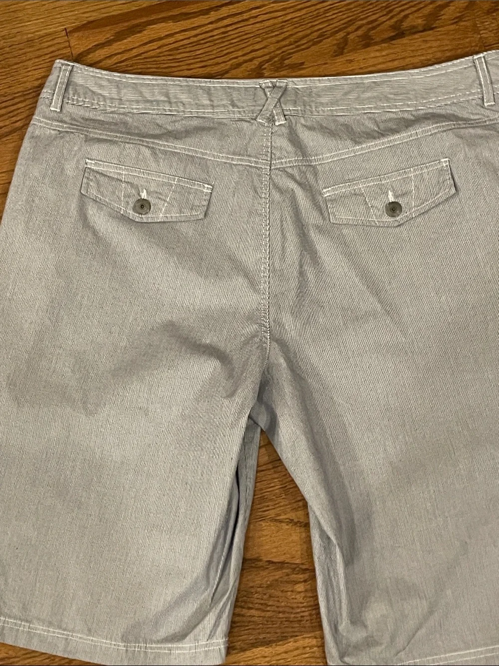 Tribal Women’s Light blue striped Flat Front Shorts. 16